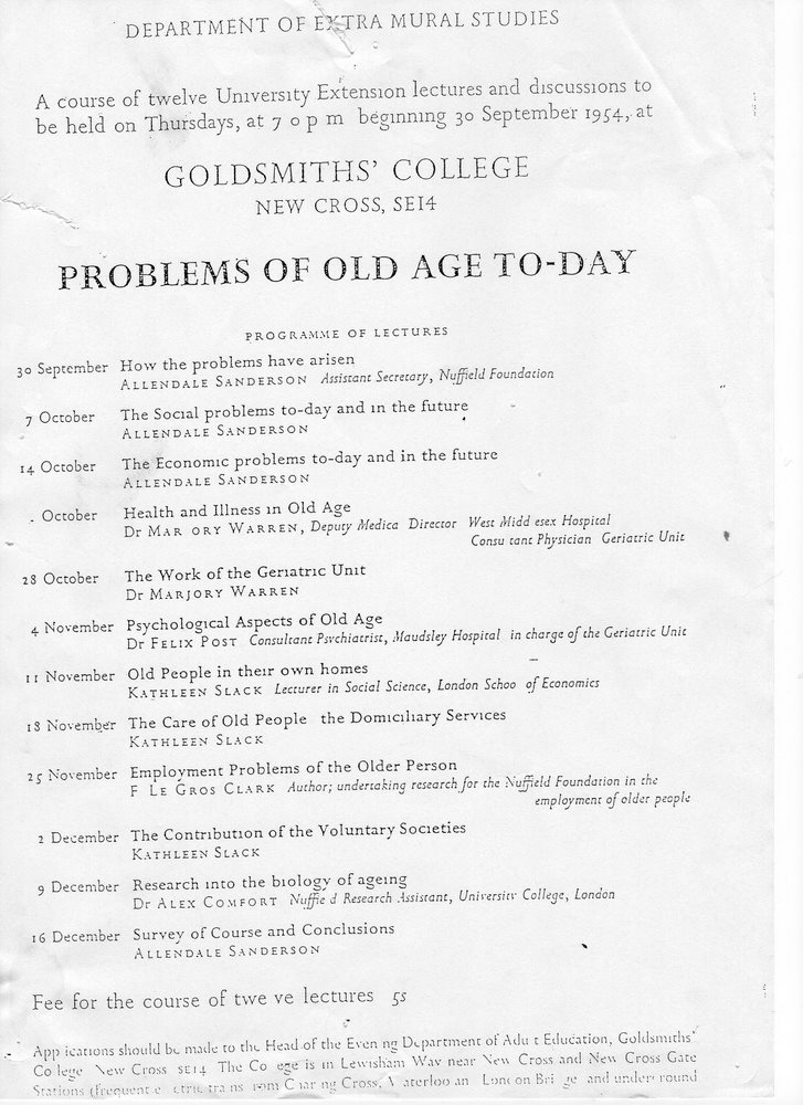 Problems of old age to-day